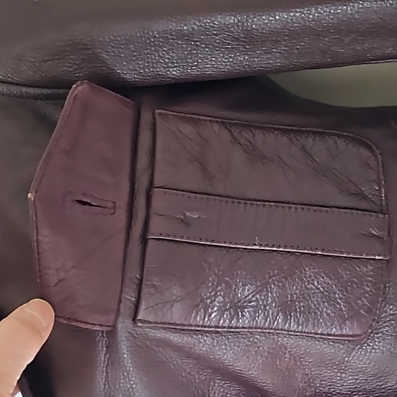 Robo Leather Burgundy Color Leather Blazer jacket Size Small - Picture 5 of 12